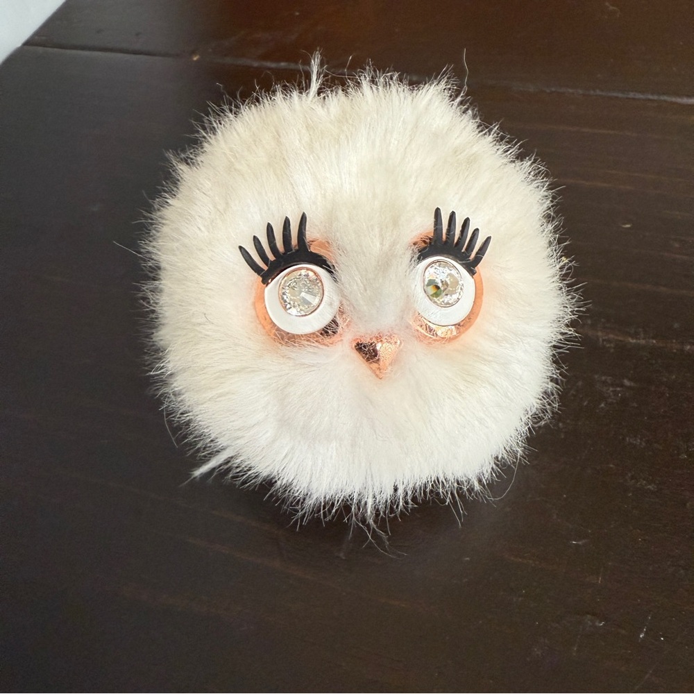 Bath and Body Works Pom Owl Retired Rare Pocketbac Holder Fuzzy Furry Rose Gold